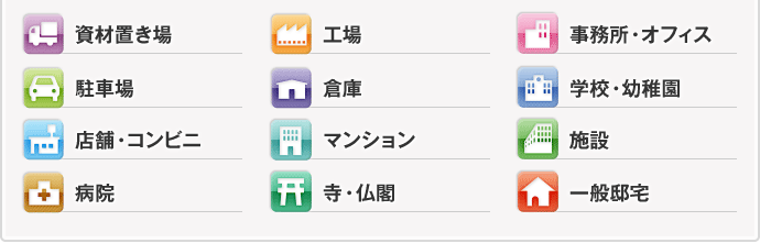 よくある設置業種一覧